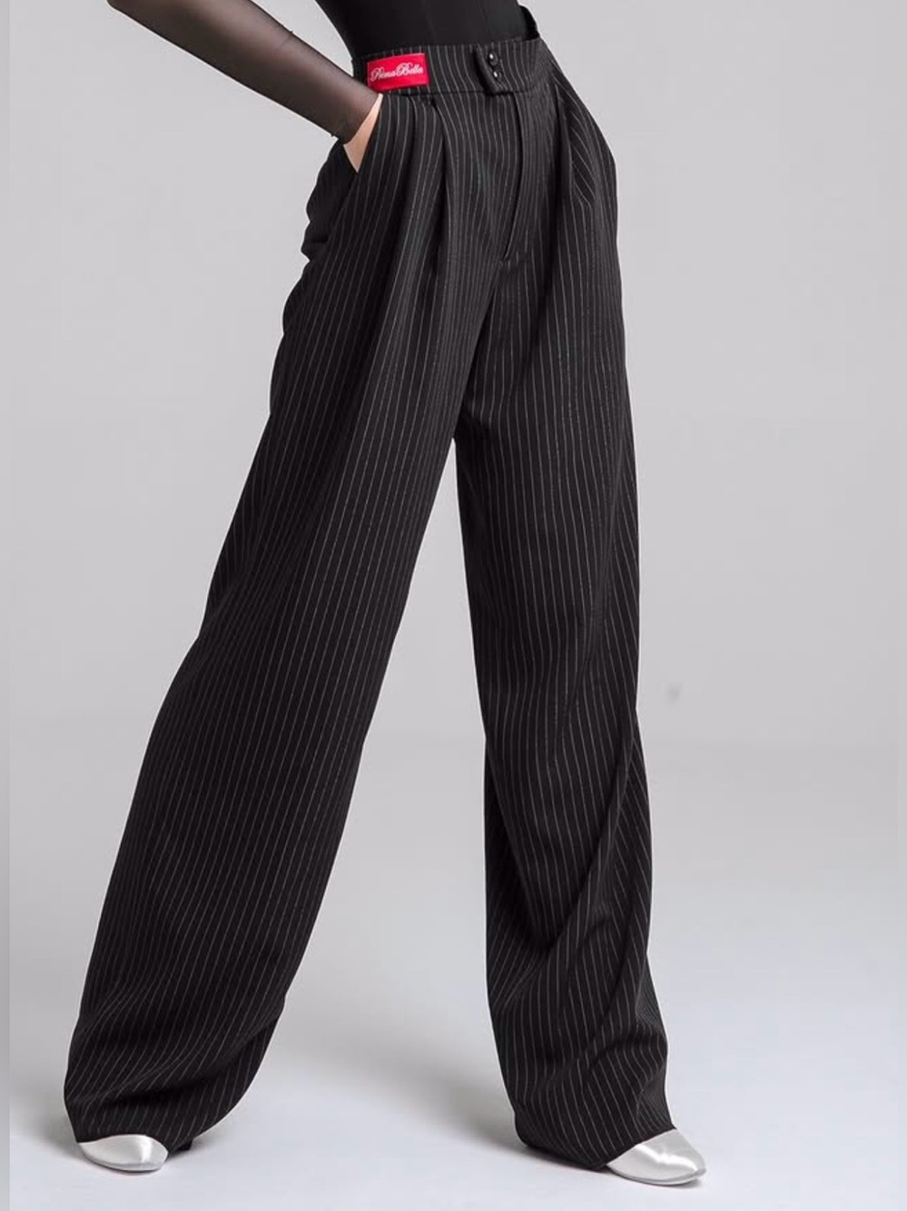 Prima Bella Pinstripe Ballroom Smooth Pants XS Hemmed for 5’3”–5’5”